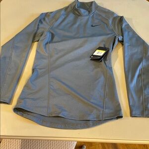 New NWT Nike pro Mock Neck Steel Gray Performance Long Sleeve Men’s Shirt Sz SM